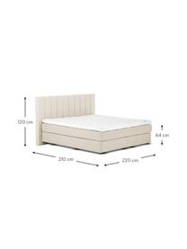 Premium boxspring bed Lacey in beige, Matras: 7-zones-pocketverenkern m, Poten: massief gelakt beukenhout, Geweven stof beige, 160 x 200 cm