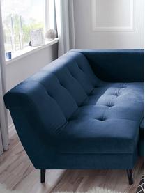 Sofa narożna z funkcją spania z aksamitu Real, Tapicerka: 100% aksamit poliestrowy, Nogi: metal lakierowany, Granatowy, S 296 x G 172 cm