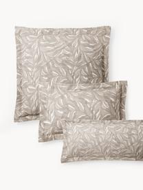 Baumwoll-Leinen-Kopfkissenbezug Amita mit Jacquard-Muster, Webart: Perkal Fadendichte 260 TC, Taupe, B 40 x L 80 cm