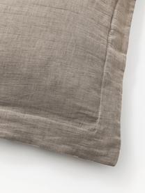 Baumwoll-Leinen-Kopfkissenbezug Amita mit Jacquard-Muster, Webart: Perkal Fadendichte 260 TC, Taupe, B 40 x L 80 cm