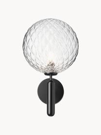 Outdoor wandlamp Miira, Lampenkap: glas, Zwart, transparant, B 20 x H 36 cm