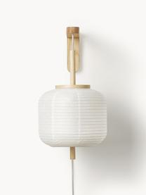 Dizajnová nástenná lampa z ryžového papiera Misaki, Biela, svetlé drevo, Ø 30 x V 60 cm