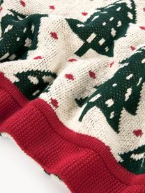 Bavlnená deka s vianočným motívom Noeleen, 100 %  bavlna, Červená, lomená biela, tmavozelená, Š 130 x D 170 cm