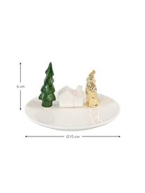 Deko-Objekt Scene, Keramik, Weiß. Grün, Goldfarben, Set mit verschiedenen Größen