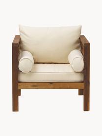 Poltrona lounge da giardino Bo, Rivestimento: poliestere (resistente ai, Struttura: legno massiccio di acacia, Tessuto beige, legno di acacia, Larg. 72 x Alt. 64 cm