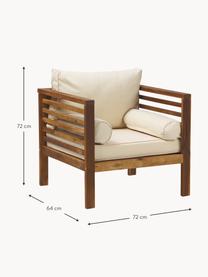 Fauteuil futon de jardin Bo, Beige, bois foncé, larg. 72 x haut. 64 cm