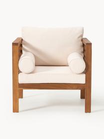 Sillón para exterior Bo, Tapizado: poliéster (resistente a l, Estructura: madera de acacia maciza a, Tejido beige, madera de acacia, An 72 x Al 64 cm