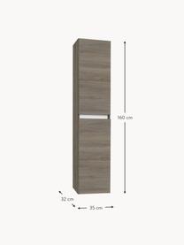 Mueble de baño alto Perth, 35 cm, Estantes: vidrio, Acabado de madera de fresno, An 35 x Al 160 cm