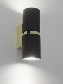 Wandlamp Passa, Gelakt staal, Zwart, goudkleurig, 6 x 17 cm