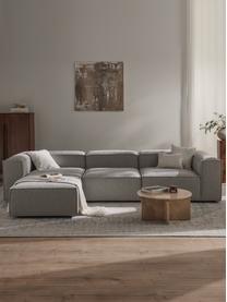 Sofa modułowa Bouclé z pufem Lennon (4-osobowa), Tapicerka: Bouclé (100% poliester) D, Stelaż: lite drewno sosnowe, skle, Nogi: tworzywo sztuczne Ten pro, Taupe Bouclé, S 327 x W 207 cm