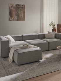 Modulares Sofa Lennon (4-Sitzer) aus Bouclé mit Hocker, Bezug: Bouclé (100 % Polyester) , Gestell: Massives Kiefernholz, Spe, Füße: Kunststoff Dieses Produkt, Bouclé Taupe, B 327 x T 207 cm