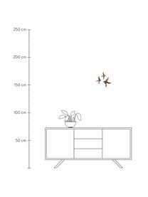 Komplet dekoracji ściennych Birds, 3 elem., Aluminium powlekane, Odcienie złotego, Komplet z różnymi rozmiarami