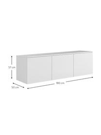 Credenza bassa bianca con ante Join, Pannello di fibra a media densità, verniciato, certificato FSC®, Bianco, Larg. 180 x Alt. 57 cm