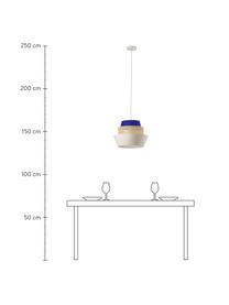 Suspension en cannage Klea, Beige clair, bleu foncé, Ø 41 x haut. 30 cm