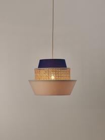 Suspension en cannage Klea, Beige clair, bleu foncé, Ø 41 x haut. 30 cm