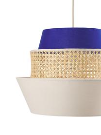 Suspension en cannage Klea, Beige clair, bleu foncé, Ø 41 x haut. 30 cm