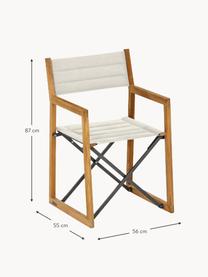 Chaise de jardin artisanale en teck Loft, Tissu blanc crème, bois de teck, larg. 56 x prof. 55 cm