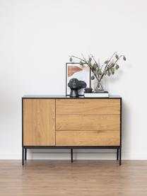 Sideboard Seaford, Korpus: Mitteldichte Holzfaserpla, Front: Mitteldichte Holzfaserpla, Füße: Metall, pulverbeschichtet, Beige in Holzoptik, Schwarz, B 120 x H 82 cm