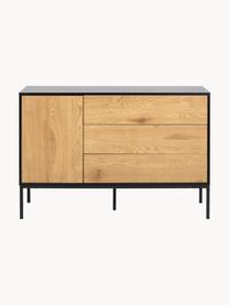 Credenza Seaford, Piedini: metallo verniciato a polv, Beige effetto legno, nero, Larg. 120 x Alt. 82 cm