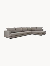 Sofa narożna XL Tribeca, Tapicerka: poliester Dzięki tkaninie, Stelaż: lite drewno sosnowe, Nogi: lite drewno bukowe, lakie, Taupe tkanina, S 405 x G 228 cm, prawostronna