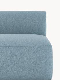 Diván modular en tejido bouclé Sofia, Tapizado: tejido bouclé (100% polié, Estructura: madera de abeto, tablero , Patas: plástico Este producto es, Bouclé azul, An 159 x F 103 cm, respaldo derecho