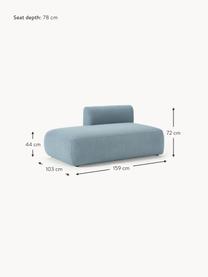 Chaise longue componibile in bouclé Sofia, Rivestimento: bouclé (100% poliestere) , Struttura: legno di abete rosso, tru, Piedini: plastica Questo prodotto , Bouclé blu, Larg. 159 x Prof. 103 cm, schienale a destra