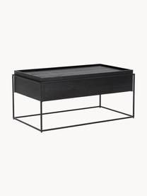 Mesa de centro Theo, con espacio de almacenamiento, Estructura: madera de mango maciza pi, Estructura: metal con pintura en polv, Madera de mango, negro, An 100 x F 55 cm