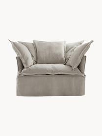 Fauteuil lounge en lin Gardanne, Lin gris, larg. 114 x prof. 89 cm