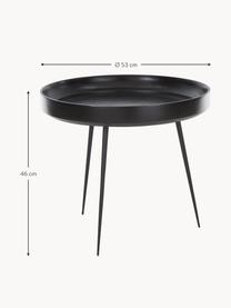 Mesa auxiliar Bowl Table, tablero de madera de mango, Tablero: madera de mango, teñida y, Patas: acero, pintura en polvo, Negro, Ø 53 x Al 46 cm