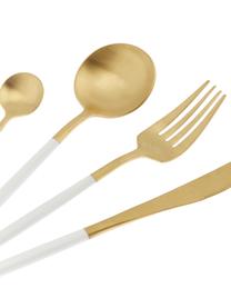 Besteck-Set Faina in Gold/matt mit weissen Griffen, 6 Personen (24-tlg.), Edelstahl 18/0, beschichtet, Messingfarben, Weiss, Set mit verschiedenen Grössen