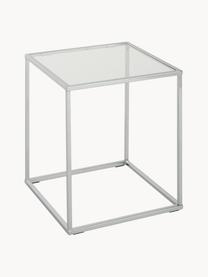 Stolik pomocniczy ze szklanym blatem Maya, Blat: szkło hartowane, Stelaż: metal chromowany, Transparentny, odcienie chromu, S 45 x W 50 cm