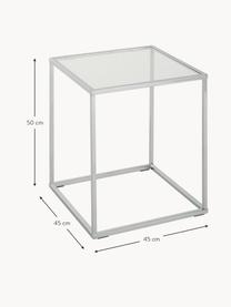 Mesa auxiliar Maya, tablero de vidrio, Tablero: vidrio laminado, Estructura: metal cromado, Transparente, cromo, An 45 x Al 50 cm