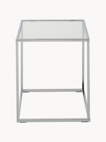 Mesa auxiliar Maya, tablero de vidrio, Tablero: vidrio laminado, Estructura: metal cromado, Transparente, cromo, An 45 x Al 50 cm