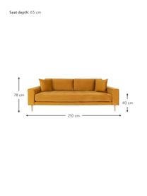 Sofa z aksamitu Andrew (3-osobowa), Tapicerka: aksamit poliestrowy 30 00, Nogi: drewno jodłowe, Musztardowy, S 210 x G 93 cm