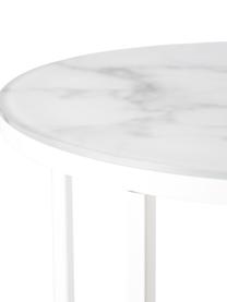 Table d'appoint ronde avec plateau en verre aspect marbre Antigua, Blanc, Ø 45 x haut. 50 cm