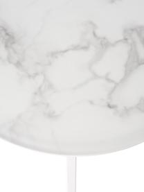Tavolino rotondo con piano in vetro effetto marmo Antigua, Struttura: acciaio verniciato a polv, Bianco marmorizzato, bianco, Ø 45 x Alt. 50 cm