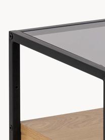 Glazen nachtkastje Randolf, Frame: gepoedercoat metaal, Tafelblad: glas, Zwart, hout, B 40 x H 60 cm