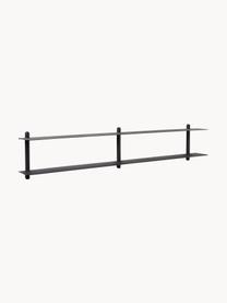 Estante de pared Nivo, Estantes: acero recubierto, Estructura: madera de fresno, Negro, An 118 x Al 25 cm