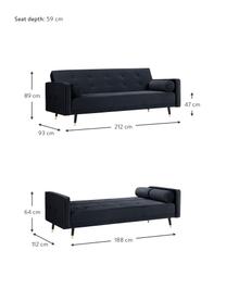 Samt-Schlafsofa Gia (3-Sitzer) in Dunkelblau, ausklappbar, Bezug: Polyestersamt Der strapaz, Rahmen: Massives Kiefernholz, Korpus: Spanplatte, Sperrholz, Sp, Samt Blau, B 212 x T 93 cm