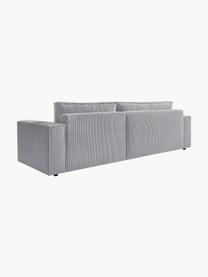 Sofá rinconera cama de pana Nihad (4 plazas), con espacio de almacenamiento, Tapizado: pana de poliéster, Patas: plástico, Pana gris claro, An 282 x F 153 cm