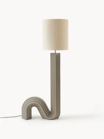 Lampada da terra di design Luomo, Paralume: tessuto di lino, Struttura: pannello di fibra di abet, Beige, greige, Alt. 153 cm