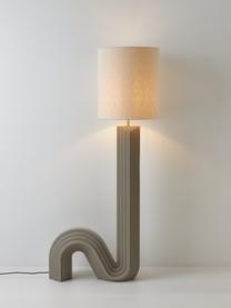 Lampada da terra di design Luomo, Paralume: tessuto di lino, Struttura: pannello di fibra di abet, Beige, greige, Alt. 153 cm