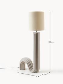 Lampada da terra di design Luomo, Paralume: tessuto di lino, Struttura: pannello di fibra di abet, Beige, greige, Alt. 153 cm