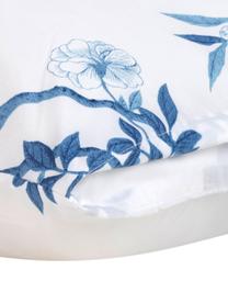 Taie d'oreiller 50x70 percale Annabelle, 2 pièces, Blanc, bleu, 50 x 70 cm