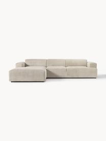 Cord-Ecksofa Melva (4-Sitzer), Bezug: Cord (92% Polyester, 8% P, Gestell: Massives Kiefernholz, Spa, Cord Hellbeige, B 319 x T 195 cm, Eckteil links