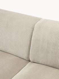 Canapé d'angle 4 places en velours côtelé Melva, Velours côtelé beige, larg. 319 x prof. 195 cm, méridienne à gauche