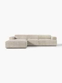 Cord-Ecksofa Melva (4-Sitzer), Bezug: Cord (92% Polyester, 8% P, Gestell: Massives Kiefernholz, Spa, Füße: Kunststoff Dieses Produkt, Cord Hellbeige, B 319 x T 195 cm, Eckteil links