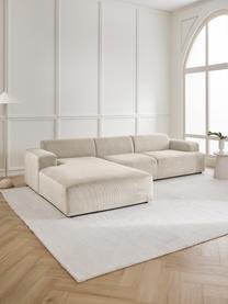 Cord-Ecksofa Melva (4-Sitzer), Bezug: Cord (92% Polyester, 8% P, Gestell: Massives Kiefernholz, Spa, Füße: Kunststoff Dieses Produkt, Cord Hellbeige, B 319 x T 195 cm, Eckteil links