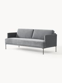 Sofa z aksamitu Fluente (3-osobowa), Tapicerka: aksamit (wysokiej jakości, Stelaż: lite drewno sosnowe, Nogi: metal malowany proszkowo , Ciemnoszary aksamit, S 196 x G 85 cm