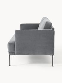 Samt-Sofa Fluente (3-Sitzer), Bezug: Samt (Hochwertiger Polyes, Gestell: Massives Kiefernholz, Füße: Metall, pulverbeschichtet, Samt Dunkelgrau, B 196 x T 85 cm